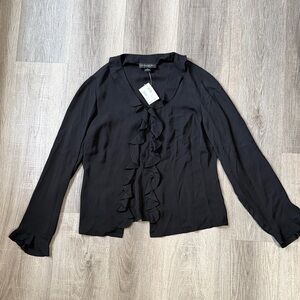 Harold's Classic Black Ruffle Blouse